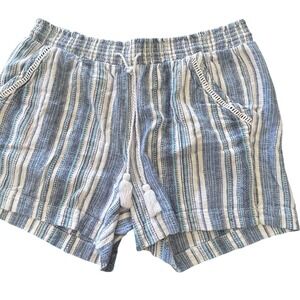 Briggs Womens Striped Shorts Blue White Drawstring Elastic‎ Waist Casual